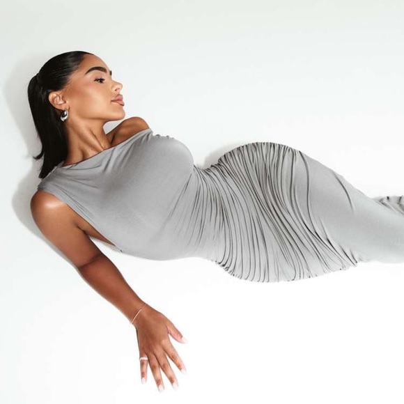 Naked Wardrobe Extra Smooth Maxi Dress in Grey - Picture 6 of 6